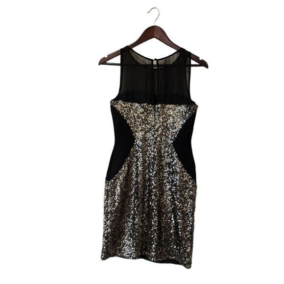 Aidan Mattox Black With Good Sequin Illusion Dress - Picture 5 of 17